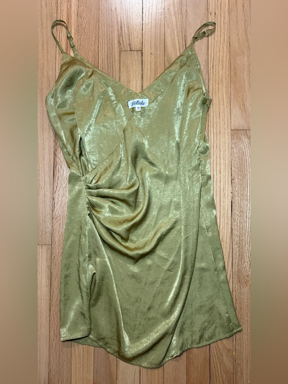 Listicle Olive Green Satin Mini Dress